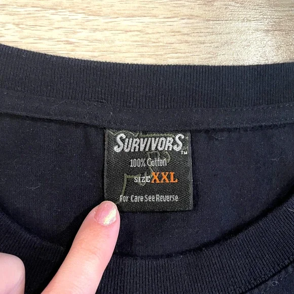 Vintage 90s Y2K SURVIVORS Skulls 3D Wings Rose Studs & Piercings T-Shirt Men 2XL Tees - Short Sleeve